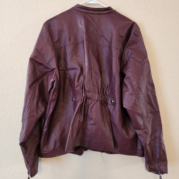 Lane Bryant Faux Leather Structured Zip Sleeve Purple Jacket Sz 18/20 - Picture 2 of 8
